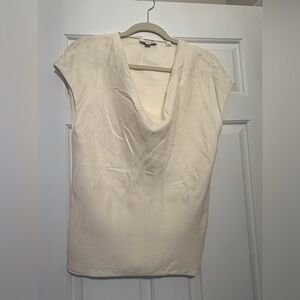 Vince Women's Ivory Cowl Neck Cap Sleeve Blouse Top Size M MSRP $345